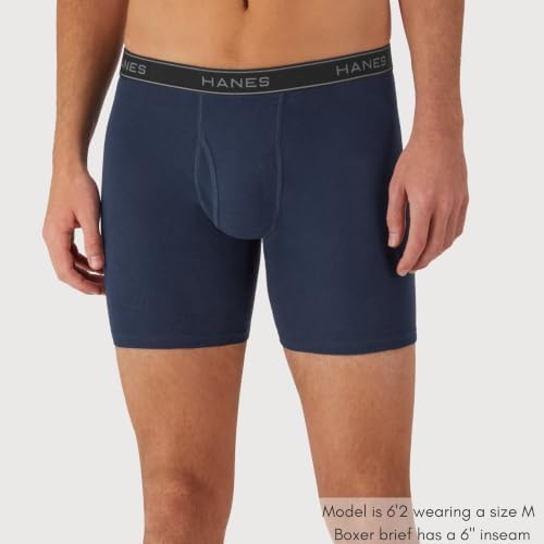 Hanes Men's Boxer Brief Underwear, Cotton Boxer Briefs, Moisture-Wicking, Assorted Solids, 12-Pack — view 4