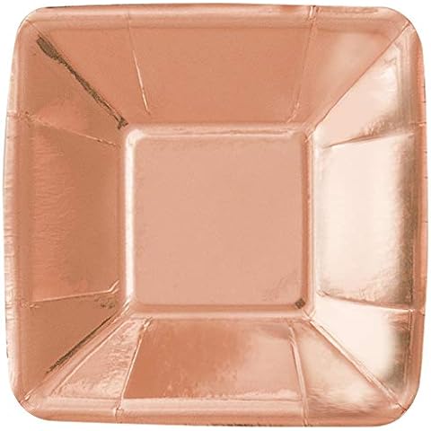 Unique UK 53277 Rose Gold Square Appetizer Plates-5" | Foil Board 8 Pcs Cover