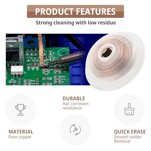 Image of 1 Pack Desoldering Wick, No-Clean Soldering Wick Wire, W 0.1 inch L 10' Solder Wick Braid, Desoldering Tool for Disassemble Electrical (1)