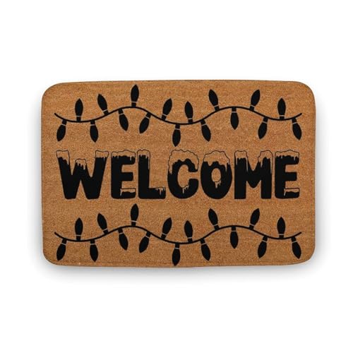 BLUYIG Christmas Light Doormats, Tree, Funny Doormat, Home Decor, Welcome Mat,Indoor Doormat,Front Back Door Mat 17x30 Inch