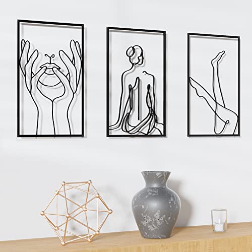 Minimalist Metal Wall Decor,Large Modern Wall Art Set Real Metal Wall Decor,Abstract Female Single Line Minimalist Decor Metal,Home Hanging Decor Wall Sculptures Accents For Bedroom Living Room #TOP1