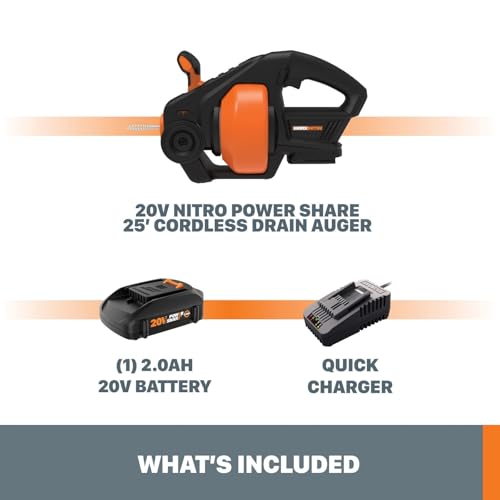 Worx Nitro WX891L 20V Power Share 25 ft. Cordless Drain Auger - image 3