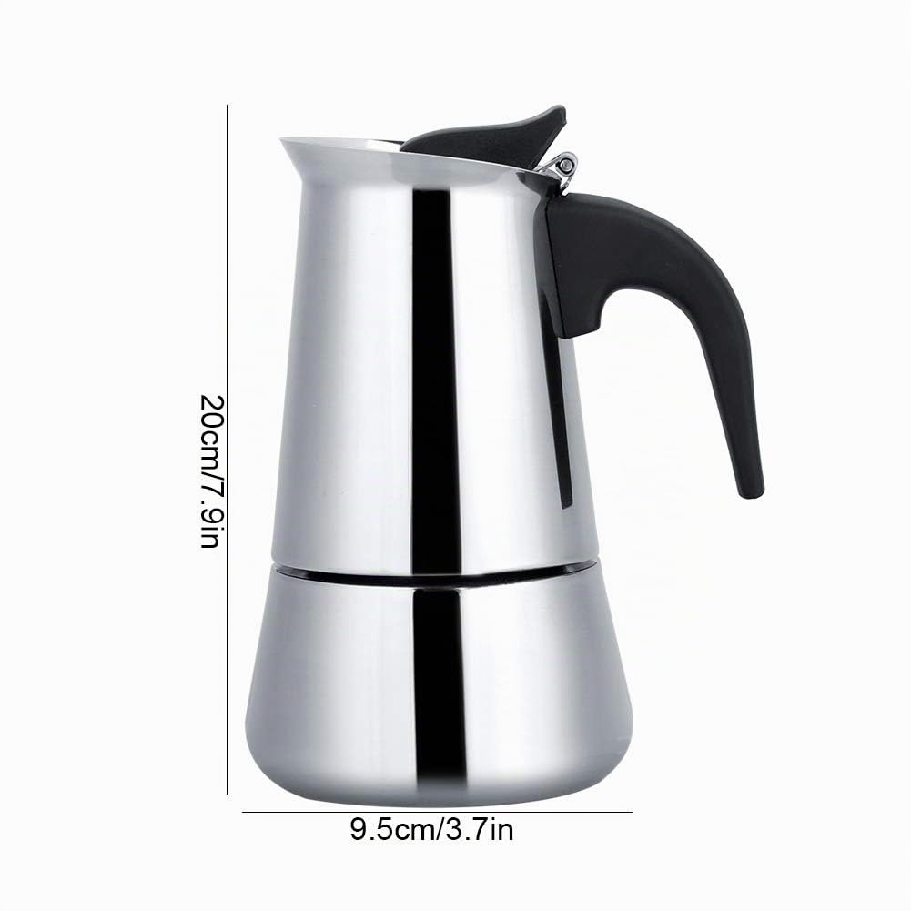 Caffettiera Moka in Acciaio Inossidabile, 2/4/6/9 Tazze Macchina per Caffè Espresso, Caffettiera Caffè Espresso per Gas, Piano Cottura, Fornelli a Induzione(300ml)