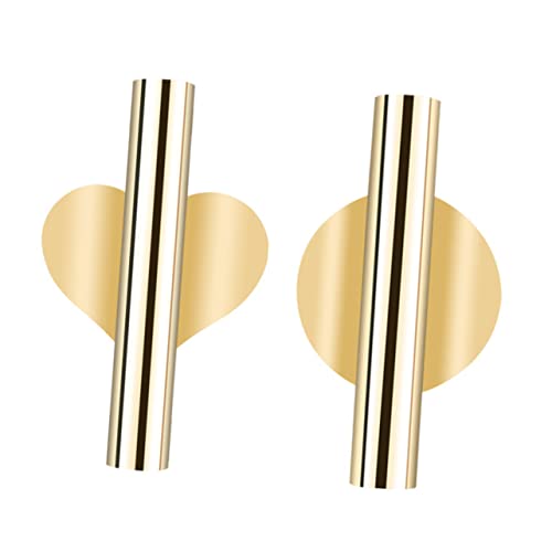 MAGICLULU 2pcs Gold Wall Mount Vase Set Metal Flower Display Tube Round and Heart Bases Decorative Wall Flower Display Holder for Wedding Party and Home Decor