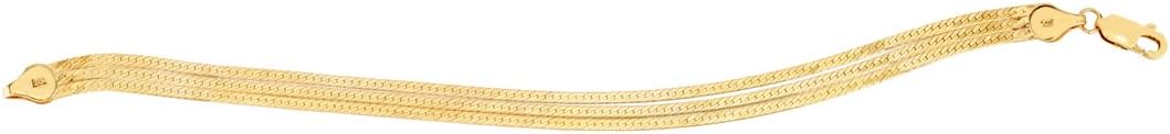 JewelryWeb 14k Yellow Gold Triple Strand Layered Herringbone Chain Necklace 16 Inch Strand Necklace for Women and Men