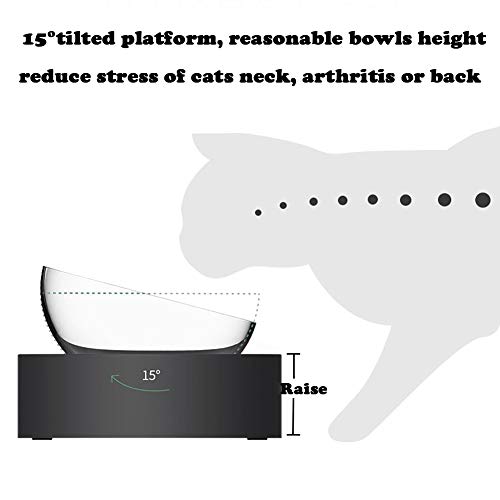 Cat Bowls Elevated, Raised Cat Bowls With Stainless Steel Bowls, 15° Tilted Cat Food Bowls Stress-Free Suit For Cats Small Medium Dogs (Single Bowl) #TOP1