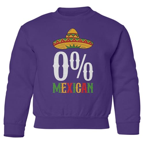 0% Mexican - Funny Cinco De Mayo Fiesta Youth Crewneck Sweatshirt
