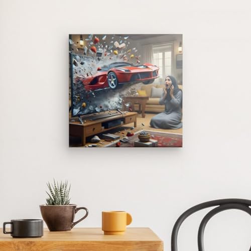 Toile Ferrari rouge 40x40 cm pour salon moderne
