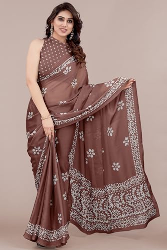 Image of MIRCHI FASHION Saree for Woman Chiffon Batik Printed | Lightweight Daily Wear Women's Office Sari with Blouse Piece (Available in 40 Colours)