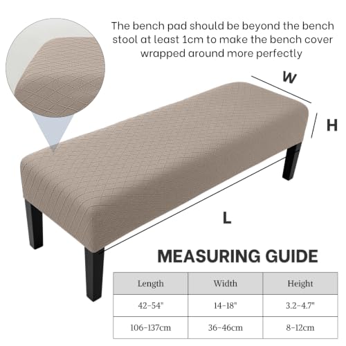 Image of SearchI Dining Bench Cover, Stretch Washable Long Bench Seat Covers, Rectangle Dining Table Bench Slipover for Dining Room, Living Room, Kitchen(Khaki Jacquard)