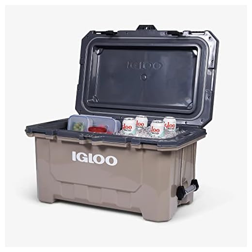 Igloo Tan IMX 70 Qt Lockable Insulated Ice Chest Injection Molded Cooler with Carry Handles