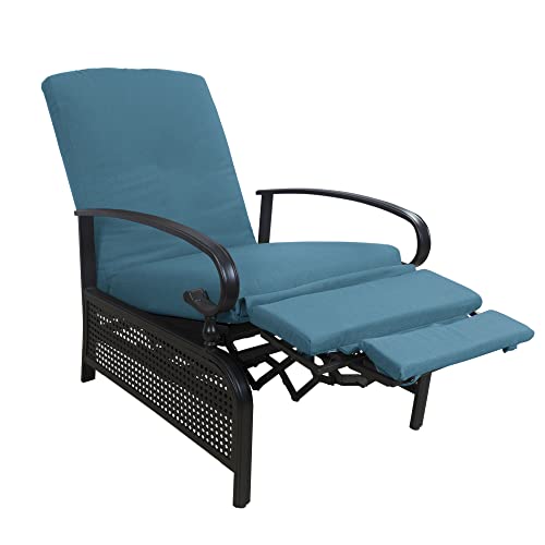 Kozyard Adjustable Patio Reclining Lounge Chair With Strong Extendable Metal Frame And Comfortable Cushions For Outdoor Reading, Sunbathing Or Relaxation (Aqua) #TOP5