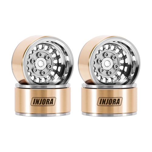 INJORA ModuWheel 1.0" Aluminum Beadlock Wheels Negative Offset -4.4mm for TRX4M SCX24 1/18 1/24 RC Crawlers(Gray)