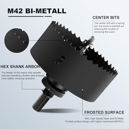 Image of 2-11 /16 inch | 68mm Hole Saws with Heavy Duty Arbor HSS Bi-Metal Hole Cutter