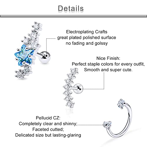 Yaalozei 16G Cartilage Earrings for Women Forwards Helix Earring Hoop Rook Daith Conch Tragus Earrings Hypaollergenic Surgical Steel Hoop Lobe Earrings Piercing Jewelry for Women Men3