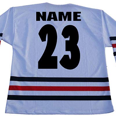 Game Play Custom Hockey Jersey, (XLarge) White/Red/Black
