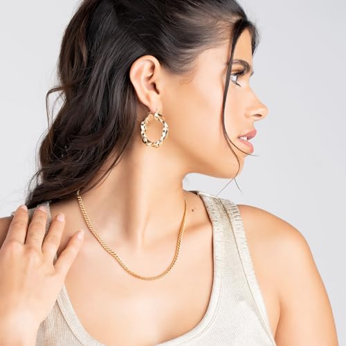 Barzel 18K Gold Plated Twisted Hoop Earrings Intertwined Earrings, 5 mm Thick x 40 mm Length, Gold Plated Hoop Earrings High Polish Finish, Made in Brazil3