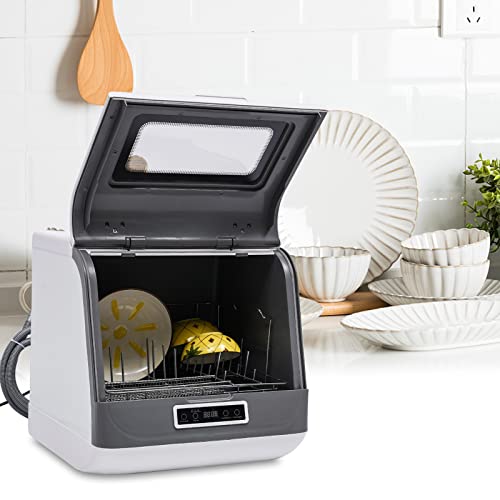 Portable Countertop Dishwasher, Mini Dishwasher with 7L Built-in Water Tank 5 Washing Programs Compact Dishwasher Air-Dry Function Portable Dishwasher for Small Apartments& RVs (900W)