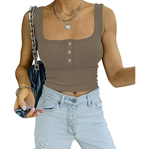 Camiseta sin mangas espalda cruzada café talla L Cover