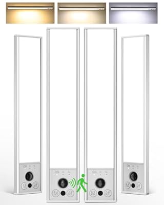 EZVALO 4-Pack Under Cabinet Lights, 2300mAh Rechargeable Motion Sensor Light Indoor, Wireless Closet Lights Battery Operated, with 3 Color Temps, Dimmable, Magnetic, for Kitchen, Stair, Pantry(8inch)