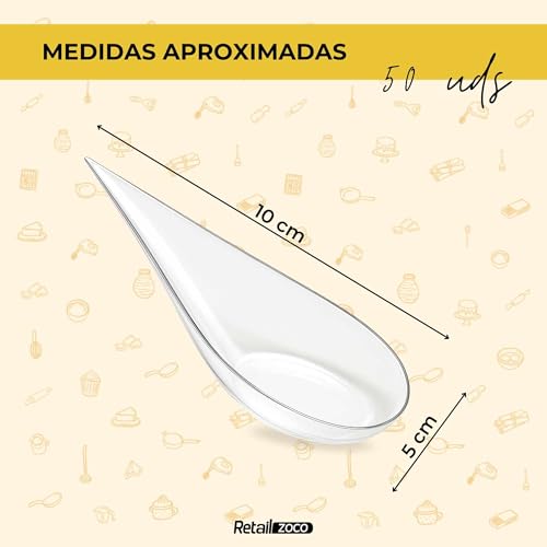 Miniatura 4 de Chefzoco Cuchara Catering, Cuchara Lágrima Reciclable Y Reutilizable, Cuchara Para Eventos, Bodas, Cubiertos Para Degustación, Cubiertos Para Food Trucks, Longitud 10 Cm, Contiene 50 Unidades