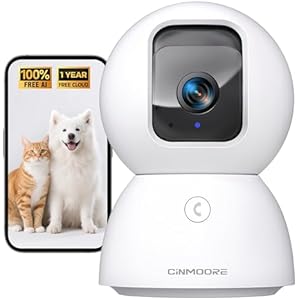 5G Security Camera Indoor, 3K Pet/Dog Camera with Speaker/Phone App, PTZ WiFi Baby Monitor Cameras for Home Security, 0-Glow Night Vision 2-Way Talk, AI Tracking Facial Recognition Time Laps