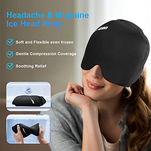 Comfitech Migraine Ice Head Wrap with Top Coverage Headache Relief Hat