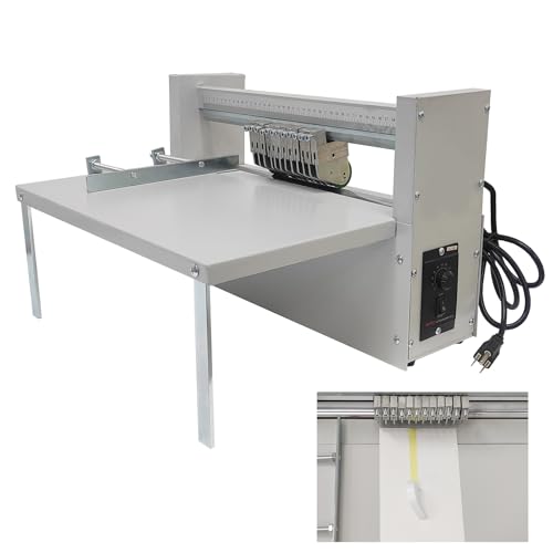 TECHTONGDA Sticker Half Cutting Machine 15.75''Paper Cutter, 110V Printing Adhesive Roll Cutting Machine with Adjustable Blade Interval and Speed, 9 Blades, 3 Paper Press Wheels