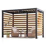 SUNJOY Pergola 3x2m Holz-Pavillon mit Sichtschutzwand & Doppelhaken für Eiersessel...