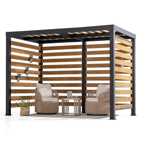 SUNJOY Pergola en Bois de Cèdre et Acier 3x2 m, Pergola Jardin Extérieur avec Crochets pour...