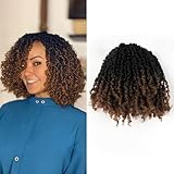 Qing Chuang Yanky Twist Crochet Hair 8 Inch 8 Pack Natural Pre-Twisted Crochet Boho Mini Twist Crochet Braid Hair with Curly Crochet Hair Senegalese Twist Braids for Black Women 1B 30#