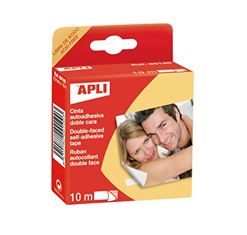 APLI 100 - Rollo cinta adhesiva doble cara, 12 mm x 10 m