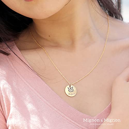 Mignonandmignon Personalized Dog Necklace For Women Memorial Gifts Pet Portrait Custom Jewelry Cat Name Unique Animal Picture Necklace For Mom Dog Lovers Mothers Day Gift -Lcn-Ap(Gold) #TOP5
