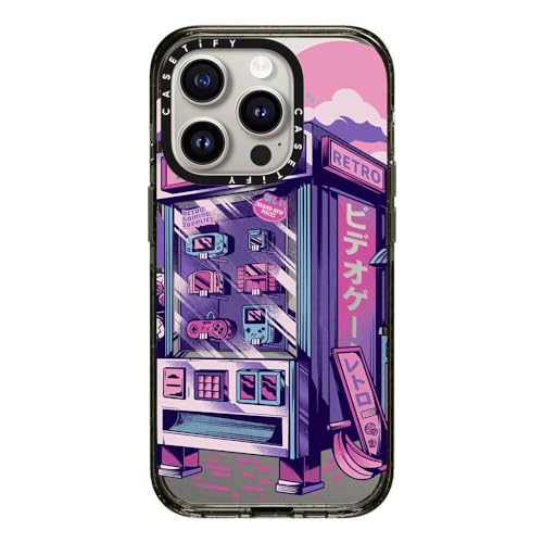 CASETiFY Impact iPhone 15 Pro Case [4X Military Grade Drop Tested / 8.2ft Drop Protection] - Retro Vending Machine - Clear Black