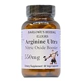 Barlowe's Herbal Elixirs Arginine Ultra | Arginine with Nitrosigine | Nitric Oxide Booster | 550mg | 60 Veggie Capsules (Vegan, Kosher, Halal Certified) | Stearate Free | Glass Bottle