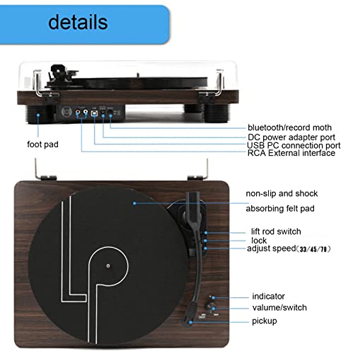 Tourne-Disque en Vinyle Bluetooth avec Cache Anti-poussière Transparent Tourne-Disque phonographe Vintage 2 Haut-parleurs stéréo intégrés Platines tournantes à - Les Beatles, Paul McCartney, John Lennon, RIngo Starr, George Harrison Tourne-Disque en Vinyle Bluetooth avec Cache Anti-poussière Transparent Tourne-Disque phonographe Vintage 2 Haut-parleurs stéréo intégrés Platines tournantes à – Image 5