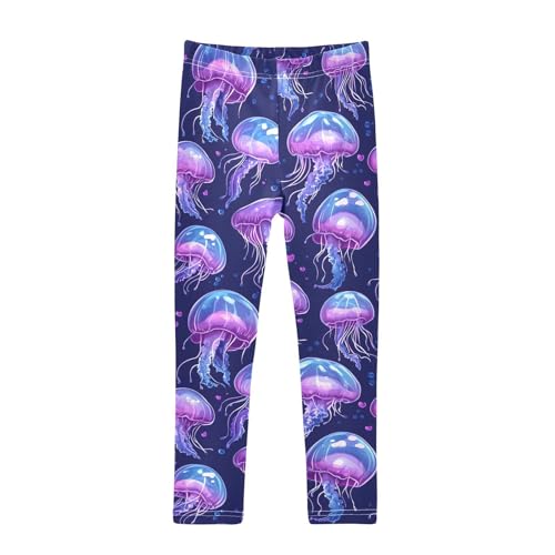 Purple Jellyfish Cute Girls Leggings Soft Stretch Workout Yoga Dance Pants for Kids Casual Tights