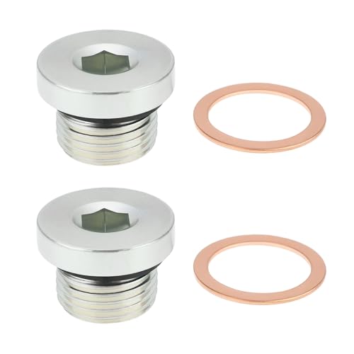 Briny River 2 Stück M18 x 16 mm Kupfer-Unterlegscheiben Sechskant Ölwanne Getriebe Ölablassschrauben 07119905428 7119905428 kompatibel mit Porsch Boxster