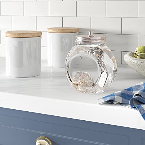Glass Cookie Jars For Kitchen Counter (3 Pack) 75Oz Food Storage Canisters With Airtight Lids + Marker & Labels, Coin & Penny Jar Candy Jars For Candy Buffet, Coffee Canister, Laundry Detergent Holder #TOP3