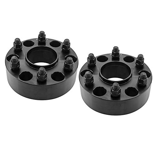 TRIBLE SIX 2Pcs 6 Lug 2" Thickness Hubcentric Wheel Adapters Spacers 6x5.5 with 14x1.5 Studs Black Replacement for 2002-2005 Cadillac Escalade 1999-2016 Chevrolet Silverado 1500 2013-2015 Sierra