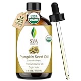SVA Pumpkin Seed Oil Organic - 4 Fl Oz – 100% Natural Cold Pressed Organic Pumpkin oil - for Face, Skin Care, Hair Care, Scalp Massage & Body Massage – Carrier Oil with Dropper