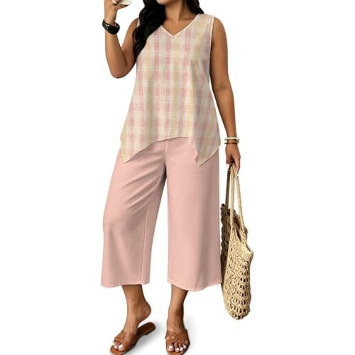 Conjunto de ropa fresco y ligero para mujer con pantalón ancho de talle alto
