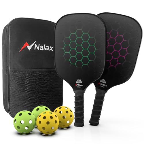 Pagaies de pickleball Nalax en fibre de verre pour des frappes précises et un contrôle optimal