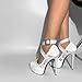 onlymakerheels Women's Platform Heels Pumps Stiletto Heels Ankle Strap Rhinestone Peep Toe High Heels Pumps White Size8