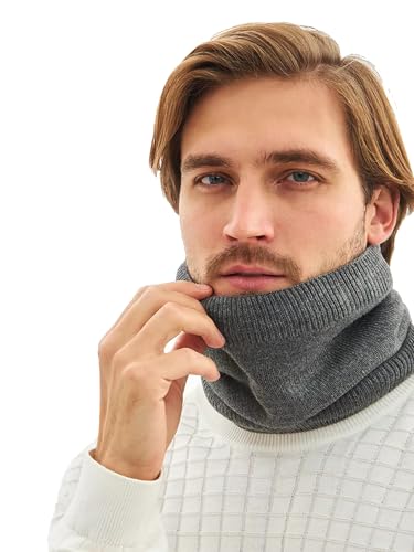 Onvavient Sciarpa tubolare scaldacollo, sciarpa da uomo invernale, in pile spesso, scaldacollo, foderata, morbida, antivento, per uomo e donna, grigio., Taglia unica