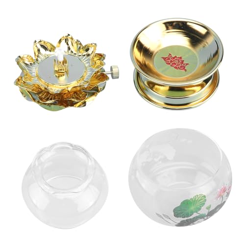 OSALADI 1pc Butter Lamp Vintage Home Decor Vintage Candle Glass Candle Stand Tibetan Candlestick Crystal Candlestick Candle Holder Buddha Temple Lamp Gold Decor Led Alloy Headlight