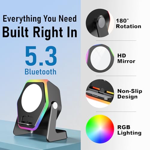 Image of Hupoaf 5 in1 Wireless Induction Speaker with Mirror [Powerful Sound]