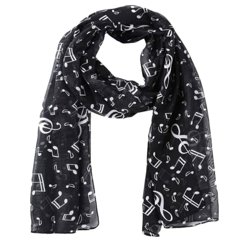 UEIOAVL Bufandas para mujer, 1 bufanda de mujer Bufanda de gasa Patrón de símbolo musical Bufanda ligera Adecuada para primavera y verano todo el año 50cm * 150cm (negro)