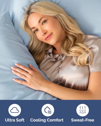Image of Flex Top Split Head King 6 Piece Sheet Set - Soft & Cooling - Sky Blue