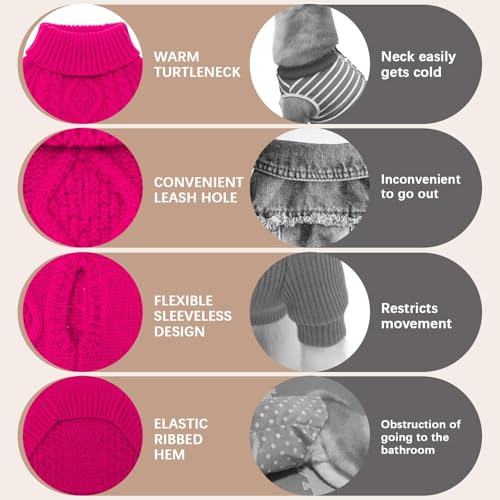 Image of BINGPET Dog Sweater for Small Dogs, Turtleneck Knitted Clothes